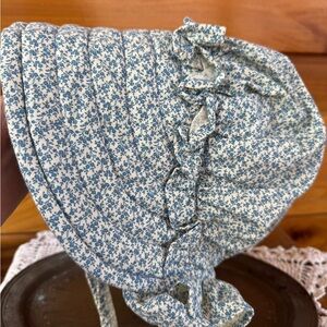 Vintage Blue Floral Quilted Bonnet